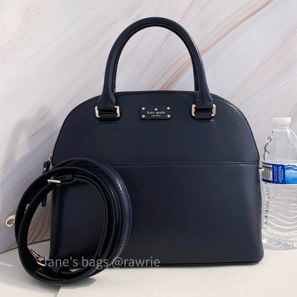 New Kate Spade Domed Navy Leather Carli Satchel